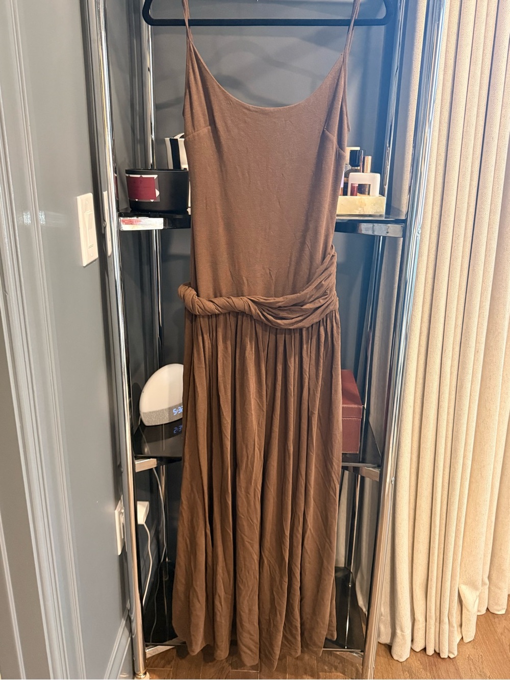 Brown Twisted-Waist Maxi Dress, Women